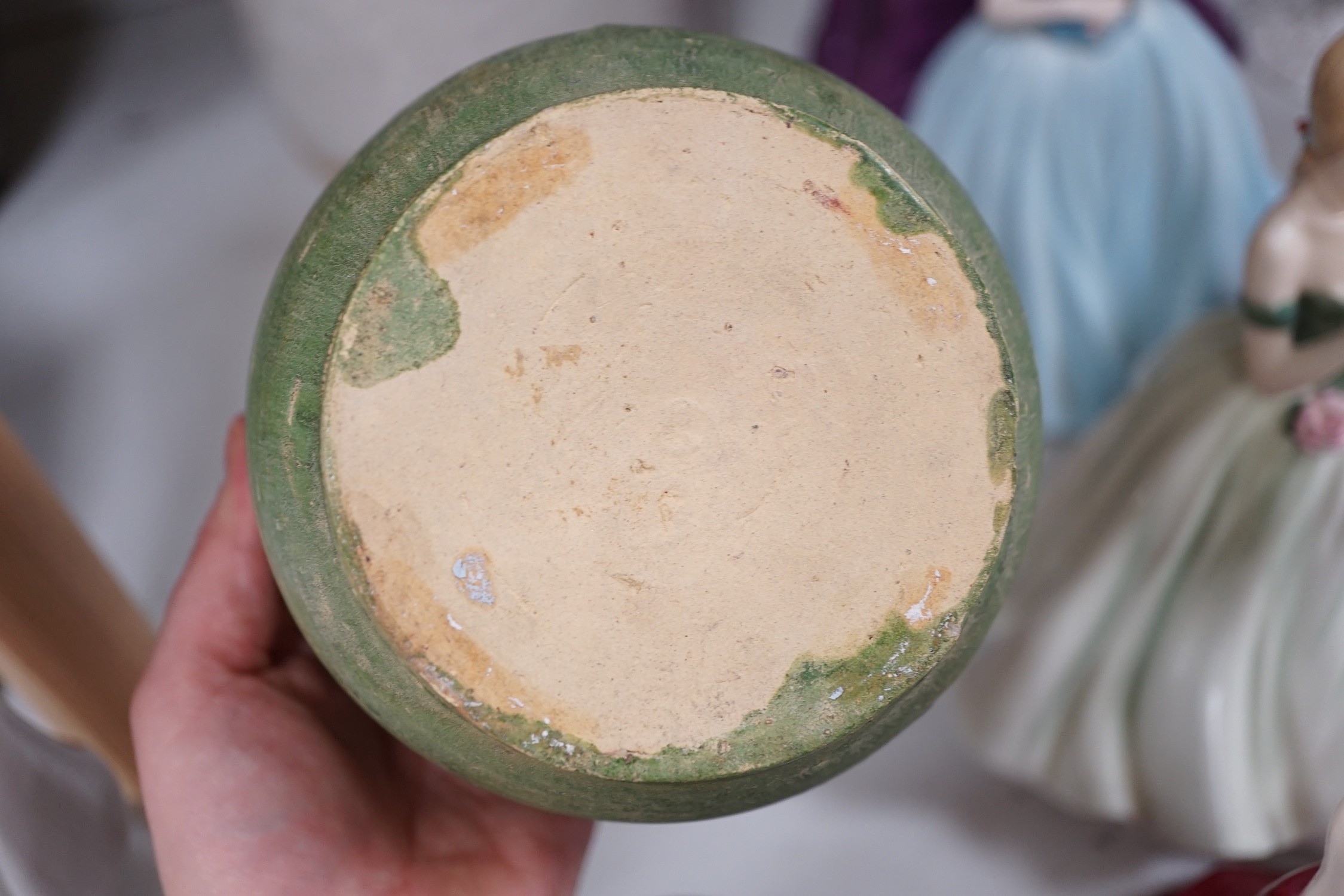 A group of Chinese and studio ceramic vases and bowls, to include a figure of Guangyin, 37.5cm tall